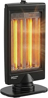CZHVHTV9 400/800-Watt Oscillating Flat Panel Halogen Infrared Portable Heater, 7-Degree Oscillation, Adjustable Tilt, Overheat Sensor, Safety Tip-Over Switch, & Stay-Cool Housing, Black