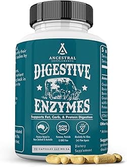 Ancestral Supplements Digestive Enzymes for Women & Men, 90 Capsules, with Probiotics and Grass Fed Beef Organs, Supports Gut Health, Digestive Health & Nutrient Absorption, Allergen Free, Non GMO