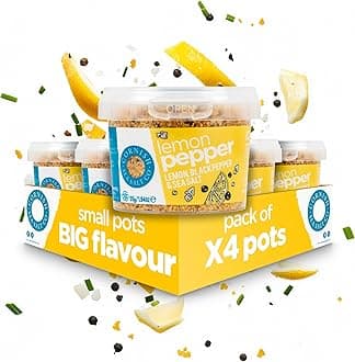 Cornish Sea Salt - Lemon Pepper Seasoning - Celtic Sea Salt Hand Harvested in Celtic Waters - Herbs, Spices & Seasonings - Spices for Cooking, Kitchen Accessories - 4 x 55g