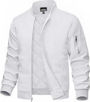 MAGCOMSEN Men's Bomber Jacket Casual Windproof Quilted Jacket Full Zip Windbreaker Winter Warm Varsity Jacket with Pockets