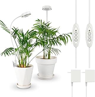 SANSI Grow Lights for Indoor Plants, Pot Clip LED Plant Light for Growing Full Spectrum, Plant Growing Lamp with 4-Level Dimmable, Auto On Off 3 6 12 Hrs Timer for Pot Plants, White 10W 2-Pack