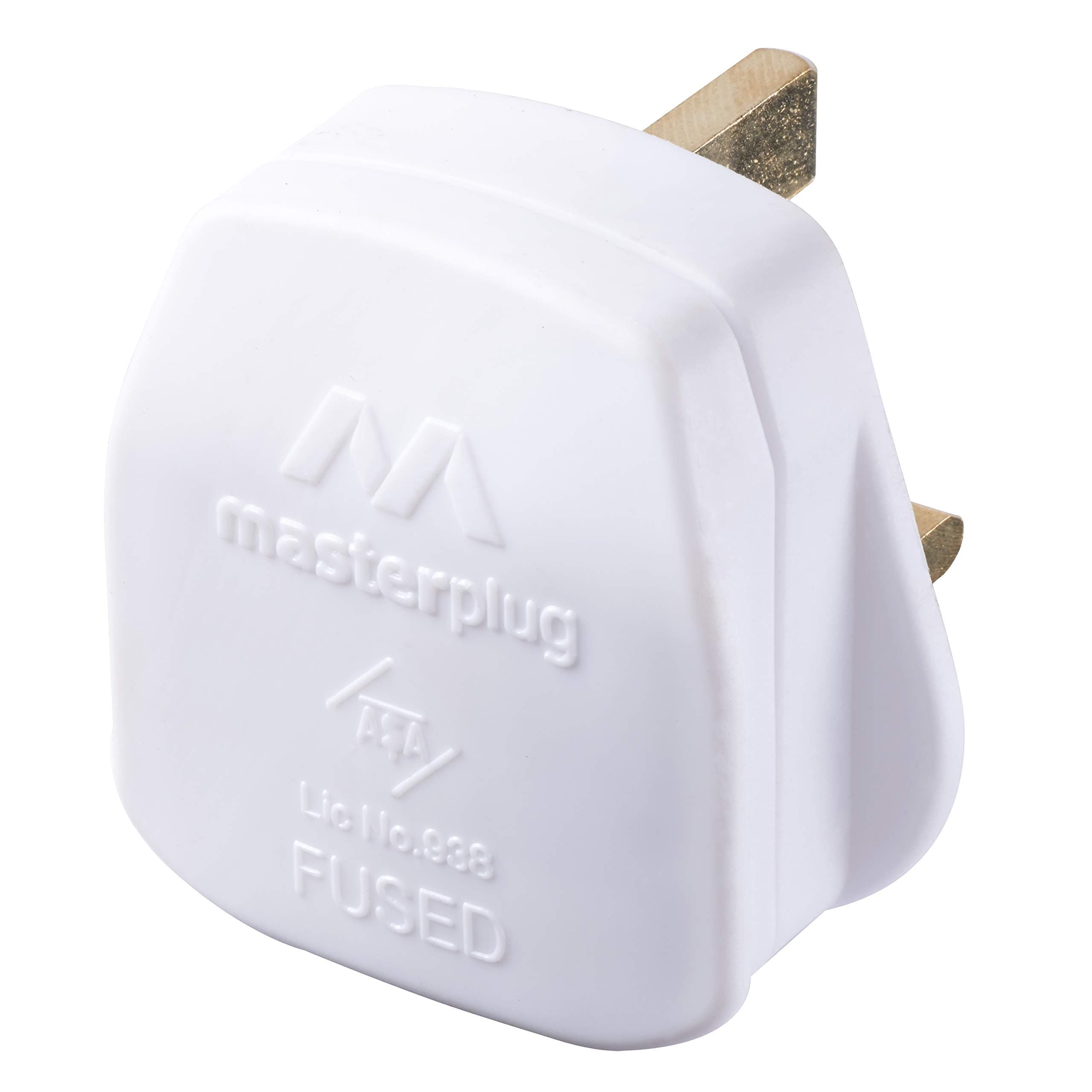 Masterplug Rewireable Moulded Plug with 13 Amp Fuse, 50 x 48 x 43 mm, White