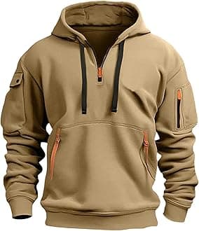 Hoodies for Men Quarter Zip Hoodie Lightweight Sweatshirt Pullover Oversized Hooded Tshirts with Pocket