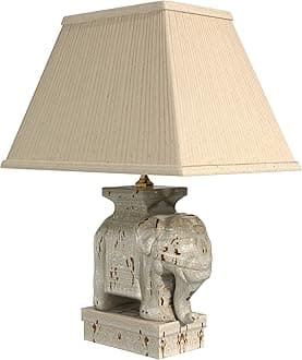Red Lantern Oriental Furniture Unique Asian Decor 22-Inch Ivory Lucky Elephant Oriental Lamp