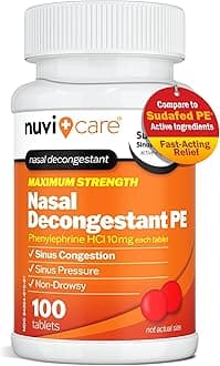 Max Strength PE Phenylephrine HCl 10mg Non Drowsy Nasal Decongestant - Allergy Sinus Congestion Relief Compare to Sudafed PE Decongestant Tablets - Sinus Decongestants for Adults (100 Count)