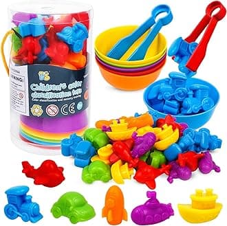 Counting Transport Matching Game with Rainbow Bowls,Color Sorting & Sensory Training Montessori Preschool Education Learning Fine Motor Skills Easter Gifts for 3 4 5 Years Old Boys Girls