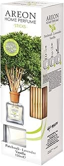 Areon Home Perfume Reed Diffuser – Patchouli Lavender Vanilla Scent | Long-Lasting Fragrance with 10 Rattan Sticks | Available in 50ml, 85ml & 150ml (150 Ml)