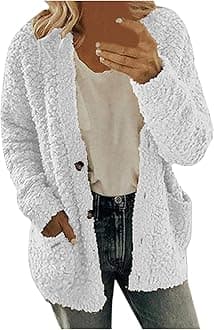 PIFAME Winter Coats for Women Fleece Jacket Warm Casual Coats with Pockets Long Sleeve Button Down Cardigans Sweaters