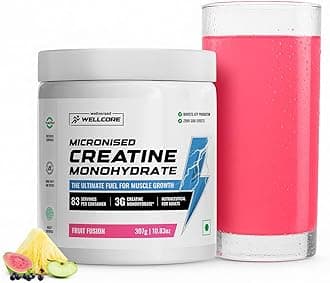 Wellcore Pure Micronised Creatine Powder (83 Servings, Fruit Fusion) For Enhanced Muscle Strength With Rapid Absorption | Creatine Monohydrate | Wellcore Creatine - 307g