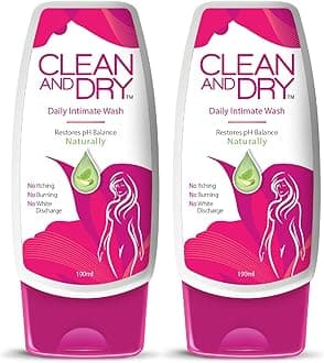 CLEAN & DRY| Daily intimate wash| Hygiene for Women, l Wash, Smooths Skin | Anti-Bacterial and prevents infections | Restores pH Balanace| No itching, Burning, white Discharge| 190ml pack of 2