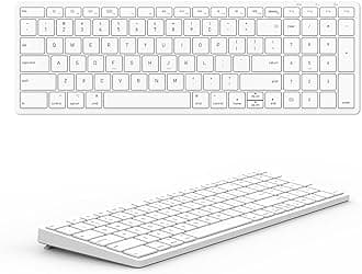 Wireless Keyboard for Apple Mac OS, Compact Bluetooth Keyboard with Numeric Keypad, Rechargeable 450mAh Battery, One-Step Pairing, Foldable Tilt Stand, Compatible with MacBook Pro/Air or Mac mini