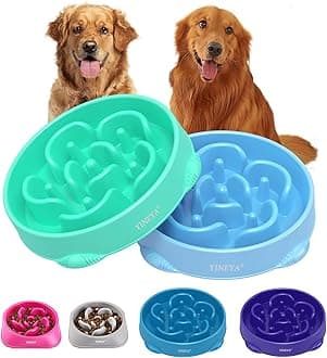 YINEYA 4 Cups Slow Feeder Dog Bowls Large Breed, Anti-Choking Pet Supplies, Maze Dog Food Bowl, Puzzle Feeder That Slow Down Eating 2PCS