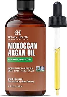 Botanic Hearth Moroccan Argan Hair Oil 4 Fl Oz (118 ml) | Scalp Treatment for Hair Loss, Dry & Frizzy Hair Repair, Deep Nourishing Oil for All Hair Types | 100% Natural and Vegan