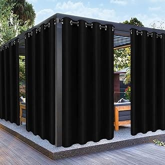PureFit Outdoor Curtains for Patio Waterproof Weatherproof, UV Resistant Outside Curtains for Gazebo, Front Porch, Pergola, Sun Blocking Privacy Curtain, 52W x 108L inch, 1 Panel, Black