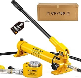 NEWTRY 50 ton Low Profile Hydraulic Ram Jack + Hand Pump Stoke 16mm(0. 63inch) Mini Protable Hydraulic Cylinder Industrial Super Thin Lifting Jack