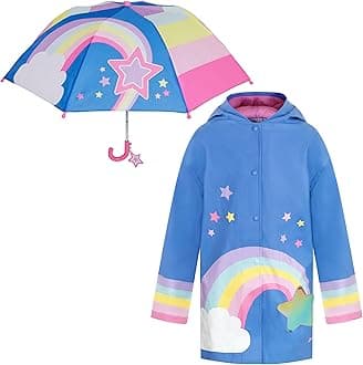 addie & tate Kids Umbrella for Girls and Boys & Rain Coats Set -Toddler Umbrellas Kids Raincoat Boys Girls Jacket
