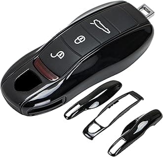 AeroBon 3-Piece Painted Key Cover Key Fob Shell Compatible with Porsche Key Shell Replacement (MK1, Black)