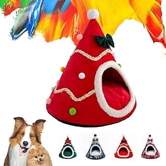 Christmas Tree Cat Bed, Christmas Tree Cat Housem, Christmas Pet Bed,Cat Christmas Bed, Cat Christmas Tree Bed, Christmas Ornament Cat Bed for Indoor Cats (A, Large)