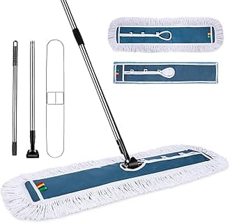 42 Inch Commercial Industrial Mop Dust Mop with 2 Pads, Commercial Mop for Dry and Wet Cleaning, Stainless Steel Handle, Heavy Duty Floor Duster Mop for Warehouse Factory Mall Garage