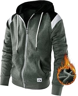 Men's Zip Up Color Block Hoodie Fleece Gym Workout zippered Sweatshirt Fashion Long Sleeve Hooded WIth Pocket