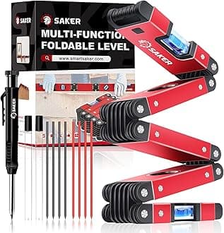 Saker Multi-Function Foldable Level and Deep Hole Pencil Set,The Perfect Set of 28-Inch Multi-Angle Measurement Woodworking Tools and DIY Woodworking Scribe Gauge Scriber Line Maker Measuring Tool
