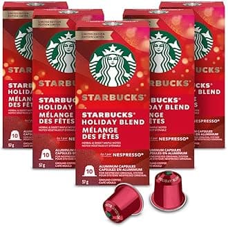 Starbucks by Nespresso Medium Roast Holiday Blend Coffee (50-count single serve capsules, compatible with Nespresso Original Line System)