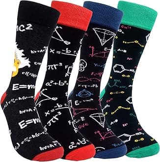 HSELL Mens Fun Patterned Dress Socks Funny Novelty Crazy Design Cotton Socks Gift for Men