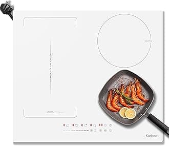 Karinear White Induction Hob 13AMP Plug 4 Zone Induction Hob 60cm with Flex Zone 2800W with Timer Auto Switch Off Safety Lock Boost