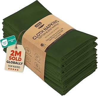 Utopia Kitchen Olive Cloth Napkins [12 Pack, 18x18 Inch] Absorbent Cotton Blend Washable and Reusable for Dinner, Restaurant, Lunch, Wedding and Hotel