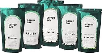 Cafe Coffee Day - Filter Coffee Powder Starter Pack 75 Gm Packet Each (Pack Of 5)|South Indian Filter Coffee Powder, Medium To Dark Roast|Peaberry, Unwind, Refresh, Comfort & Relish