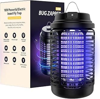 Bug Zapper Outdoor, Mosquito Zapper Indoor with Dusk to Dawn Light Sensor, 4000V Electric Fly Zapper, Waterproof Mosquito Killer, Fly Trap for Home, Patio, Kitchen, Garden - 9.8 FT Length Cable