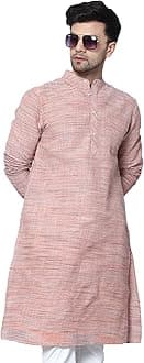LATEST CHIKAN Men's Cotton Regular Textured Long Kurta Full Sleeves - Casual Ethnic Wear