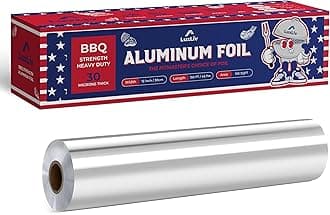 BBQ Aluminum Heavy Duty Tin Foil Roll – 12 inch wide x150ft ft Length,150 sq ft – BBQ Grade & Extra Thick, Strong Enough for Food Service Industry with cutter - LuxLiv®