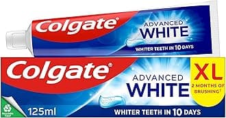 Colgate Advanced White Toothpaste 125ml - Teeth whitening Toothpaste - clinically Proven whitening - whitens in 10 Days - with Active Micro-Cleansing Crystals - new Stain Prevention - Enamel Safe