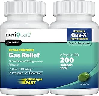 Extra Strength Gas Relief - Simethicone 125mg Softgels - Fast Anti Gas Bloating Relief - Compare to The Active Ingredient in Anti Gas Pills - Stomach Gas Relief for Adults (2 Pack)