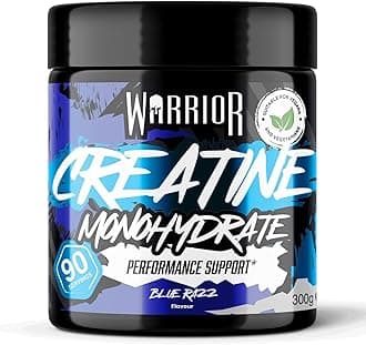 Warrior Creatine Monohydrate Powder 300g (90 Servings) – Pure Micronised Creatine Powder Supplement for Men & Women, Pre & Post Workout Strength, Muscle Growth & Recovery, Vegan – Blue Razz