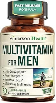 Multivitamin for Men with Vitamins and Minerals for Energy, Focus and Immune Health – Premium Daily Mens Multivitamins & Multiminerals – 60 Liquid Capsules