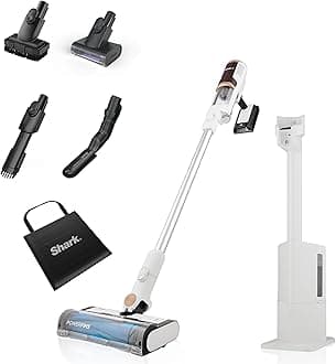 Clean & Empty Cordless Vacuum Cleaner with Auto-Empty System, Lightweight Anti Hair Wrap Vacuum with Pet & Crevice Tools, 40 Mins, Charging Dock, LED Headlights, White,Mohogany, BU3521UKTSB