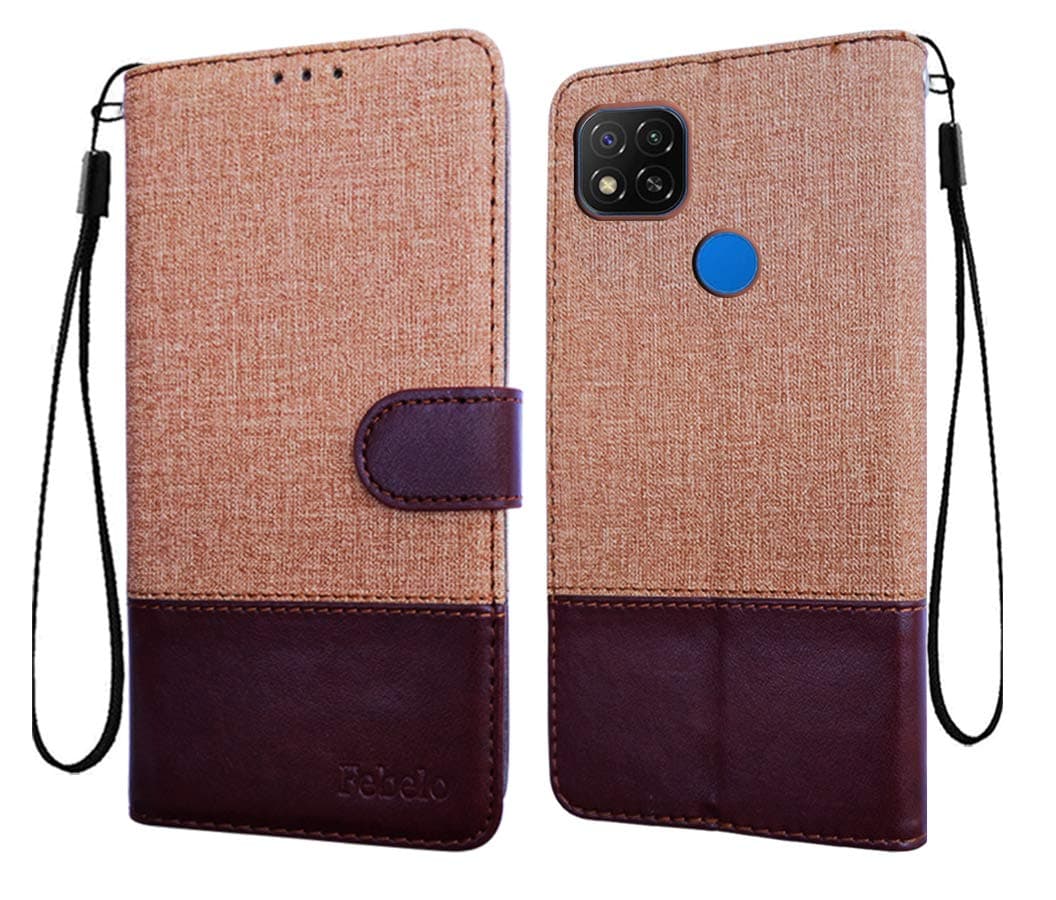 Febelo Flip Cover (Wallet Case with Soft TPU Inside) for Mi Redmi 9 - Vintage Brown