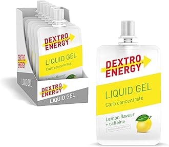 Dextro Energy Energy Gel | Pack of 12 | High Carb Gel with 28 g of Carbohydrates | Liquid Burst of Energy | Non-Sticky Energy Gel Lemon | For Running or Cycling | Vegan