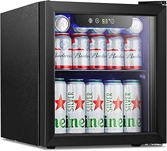 Antarctic Star Mini Fridge Cooler - 12 Bottle 48 Can Beverage Refrigerator Glass Door for Drinks or Beer Wine –Small Drink Dispenser for Home, Office or Bar, Electronic Temperature Control，1.3cu.ft.