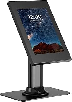 Mount-It! Anti-Theft Tablet Kiosk, Locking Countertop Tablet Enclosure with Freestanding Base, Universal Enclosure Compatible with iPads Gen 7, 8, 9 and 10, iPad Pro, iPad Air, Black