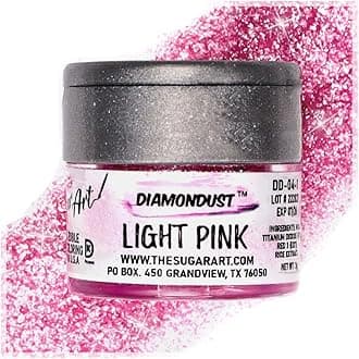 Light Pink Edible Glitter for Drinks, Cocktails, Cake Decorating, Strawberries, Chocolates & More | No Taste | 4g | 100% Food-Safe | Kosher, Vegan, Gluten & Nut Free | DiamonDust by The Sugar Art