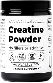 Santa Cruz Paleo, Creatine Monohydrate Powder Micronized, Unflavored Pre Workout and Muscle Support Supplement, Gluten Free Keto, Mix with Water or Shakes, No Fillers or Additives, 80 Servings, 400g