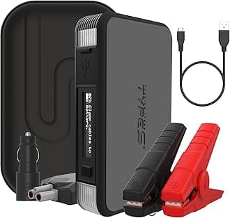 Type S Dynamic Light DL20 1000A Car Battery Jump Starter 12V 6L Gas 3L Diesel LCD Display, Car Jumper Starter Portable Charger, Jump Box, Power Bank, Emergency Hazard Lights, UL Listed - Gray