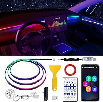 For Tesla Model 3/Y Dreamcolor Acrylic Interior Car LED Strip Light with Motion Sensor Switch &USB Hub, 55.1 inches Neon LED Strip Light, RGB Colors For Tesla Ambient Lighting Kits for 2021 2022 2023