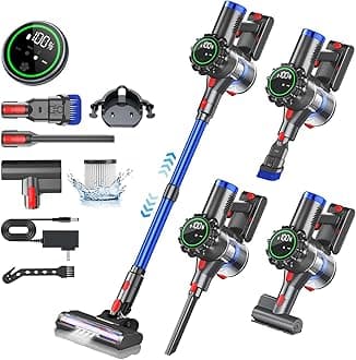 Cordless Vacuum Cleaner, 550W 45KPA 60Mins Cordless Stick Vacuum Cleaner With Touch Screen, Self-Standing,Wall Mount Charging, Handheld Vacuum Cleaners for Home/Pet Hair/Carpets/Hard Floors