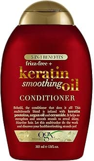 Frizz-Free + Keratin Smoothing Oil Conditioner, 5 in 1, for Frizzy Hair, Shiny Hair, 13 Fl Oz