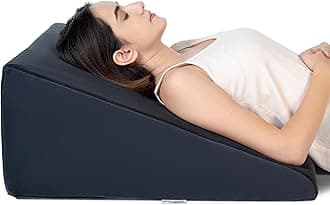 FOVERA Bed Wedge Pillow with Memory Foam, Back Support Cushion for Acid Reflux, GERD, Snoring, Post Surgery, Pregnancy (Velvet Dark Grey, Large - 26 x 24 x 11 Inch)