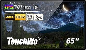 65 inch Capacitive Multi-Touch Screen Industrial Monitor, 16:9 Display 4K, Built-in Speakers, USB, VGA, DVI & HD-MI Ports, Digital Signage Displays and Player for Advertising